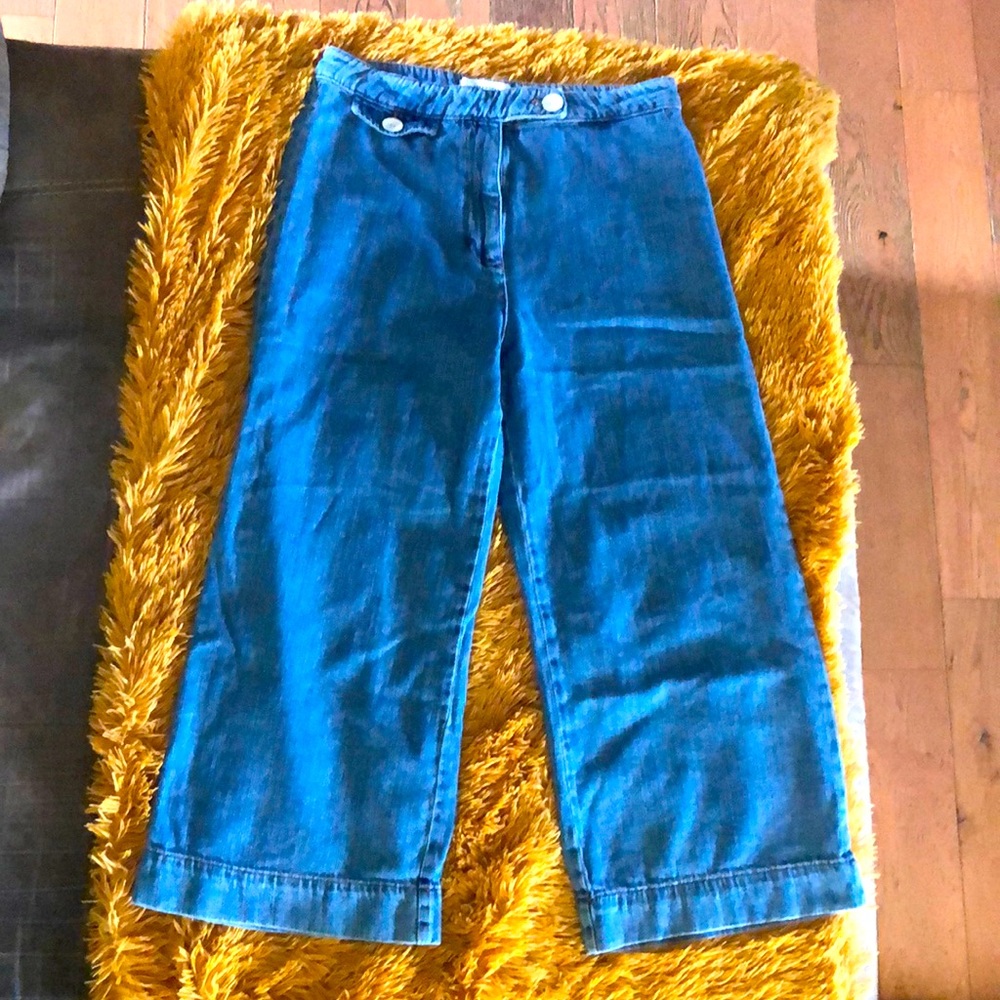 ZARA High Waist Wide Leg cropped (24.5 in) jeans